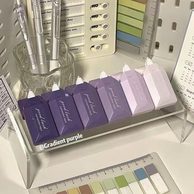 Lot de 6 rubans correcteurs dégradés de style carte pour étudiants, silencieux, grande capacité, portable, compact et très esthétique violet