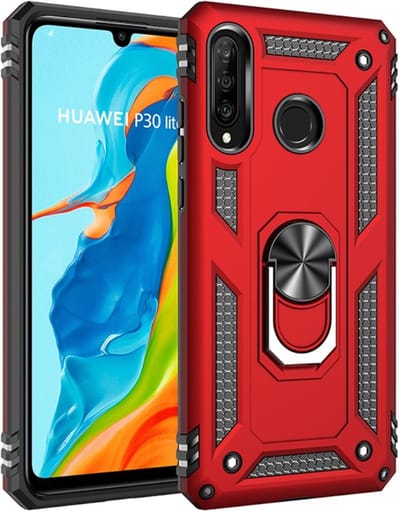 Coverup Hoesje - Geschikt voor Huawei P30 Lite Hoesje - Coverup Ring Kickstand Back Cover - Rood