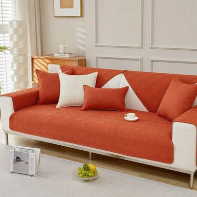 Sofaovertrek van puur katoen Antislip achterkant Kussen Woonkamer Sofamat Effen kleur Geborduurde donut Sofaovertrek Machinewasbaar 70x70cm 1pcs
