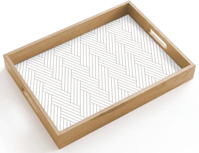 Dienblad hout 40x30 cm - Schootdienblad - Grafisch - Patroon - Modern - Geweven - Borrelplank rechthoek - Plateau dienbladen