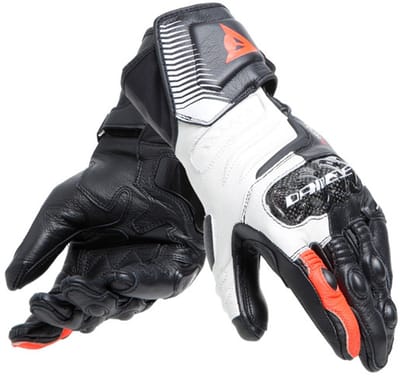 Dainese Carbon 4 Long Lady Handschoenen Zwart Wit Fluo Rood - Handschoen
