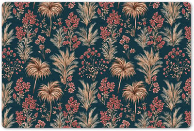 Placemats 45x30 cm - Placemat kunststof - 1 stuk - Botanisch - Patroon - Blauw - Borden onderleggers - Decoratie voor op tafel - Keuken tafeldecoratie accessoires - Vinyl onderlegger - Tafelversiering