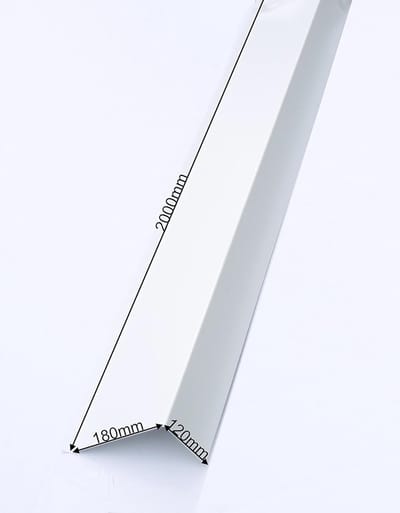 Aluminium Hoekplaat - Randplaat 90 graden - Gevelbekleding - Beschermfolie zichtzijde - 2 meter 180x120mm - Wit RAL 9010