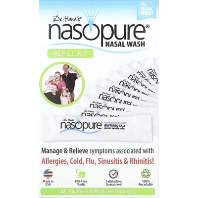 Nasopure, Kit de Recharge pour Lavage Nasal, 40 Sachets de Mélange Tamponné