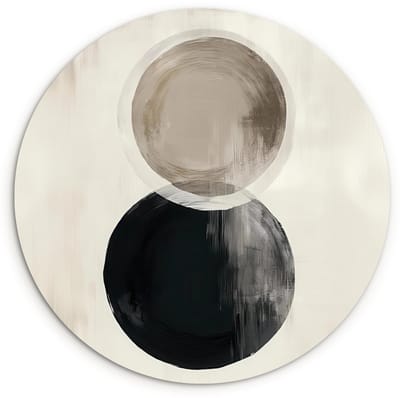 WallCircle® Wandcirkel 120x120 cm - Muurcirkel Cirkels - Vorm - Beige - Abstract - Muurdecoratie woonkamer - Wanddecoratie slaapkamer - Kamer decoratie accessoires - Ronde schilderijen XXL
