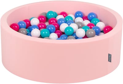 KiddyMoon ballenbad 90x30cm met 200 ballen ∅ 7cm ballenbad met kleurrijke ballen - voor baby's kinderen rond - lichtroze: wit grijs blauw donkerroze licht turkoois