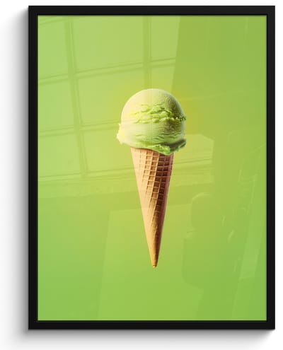 Poster in lijst - Fotolijst 50x70 cm - Posters - Hoorntje - Schepijs - Groen - Posterlijst zwart - Decoratie - Wanddecoratie woonkamer - Muurdecoratie slaapkamer