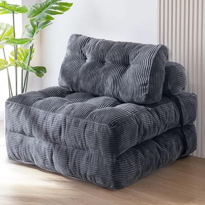 Slaapstoel - Uitklapbaar - Slaapbank - Logeerbed - Zetelbed - Slaapfauteuil - Vouwbed - 1 persoons - Zeer comfortabel - Grijs