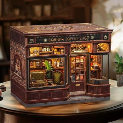 DIY Miniatuur Koffieshop Boek Nook met LED Verlichting