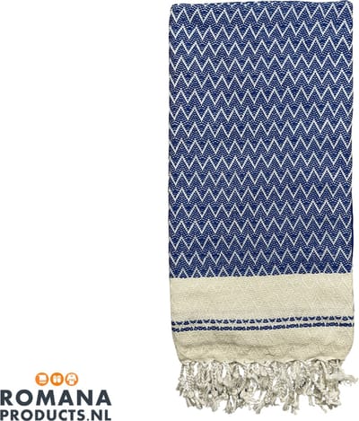 Romana Products Waves Hamamdoek - Baddoek - Strandlaken - Saunalaken - 100cm x 180cm - Donker Blauw