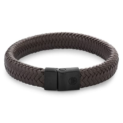 Rebel & Rose armband Full Metal Herringbone Brown Black unisex RR-M0023-B