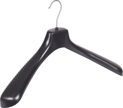 De Kledinghanger Gigant - Mantelhanger - Kostuumhanger - Jassenhanger - Volwassenen - GP48 - 50 Stuks - Kunststof - Zwart - Gebogen Model - Schouderverbreding 7 cm - 48 cm - Kledinghanger - Kleerhanger - GP-Serie (GP48_00/50)