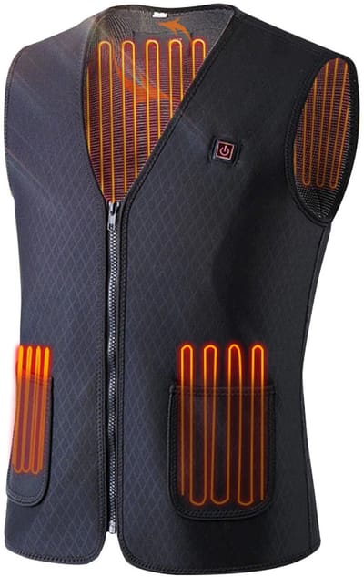 Verwarmd vest met 5 verwarmingszones, zwart/grijs. XL