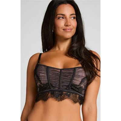 Hunkemöller Dames Lingerie Niet-voorgevormde longline beugel bh Cynthia - Zwart - maat B70