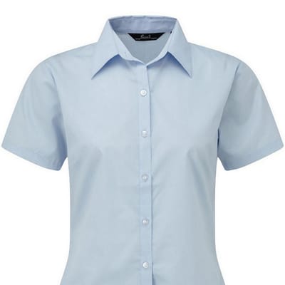 Premier Popeline blouse met korte mouwen / Gewoon werkoverhemd (Lichtblauw)