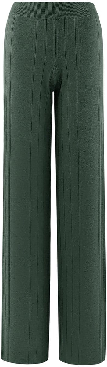 Elegante Wide Leg Broek met Verfijnd Plooimodel - Groen - Maat X/XL