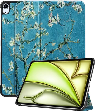 Hoes - Geschikt voor Apple iPad Air (2024/2025/2026) - 11 inch - Dun & Stevig - Trifold Bookcase - Hard Cover - Hardcover Book Case - Tablet Hoesje - Bloesem