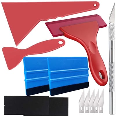 Dailygoods- Gereedschapsset 6-delig - Car Wrapping Tool Kit - Vezelvilt/PP Zuigmond - Rubberen Zuigmond - Vleesmes - Kunststof/Rubber/Roestvrij Staal