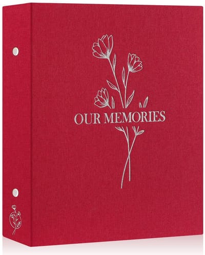 Dailygoods- Fotoalbum 10x15 cm - Insteekalbum voor 400 foto's - Luxe linnen omslag - Waterdicht en zuurvrij - 50 bladen / 100 pagina's - Elegante zilveren print - Herinneringsalbum
