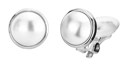 Traveller Clip Oorbellen - Oorclips Dames - Zilverkleurig - Parels - 10 mm - Crème Wit - 113365