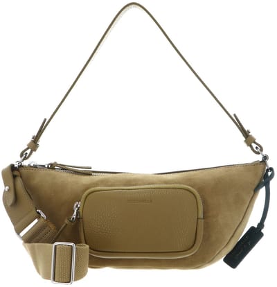 COCCINELLE Leren schoudertas Paki Smart To Go Suede Bimaterial Crossover Bag Seagrass / Seagrass kaki