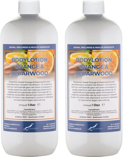 Bodylotion Sweet Orange & Cedarwood 1 Liter - set van 2 stuks