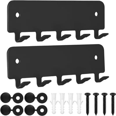 Sleutelhouder Muur - Sleutelhanger Organizer - Huis Organiseren - 5 Haken - 14 x 4.3 x 2 cm - Zwart