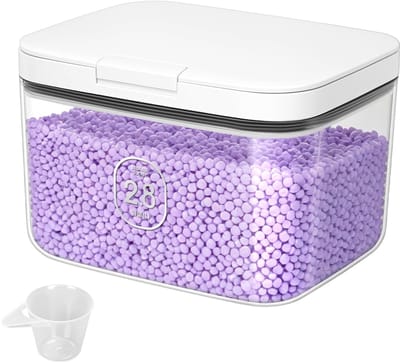 Dailygoods- Wasmiddelopslag met Maatbeker - Stapelbare Wascapsules - Transparante Waspoederdoos - Wasmiddelpodsorganisatie - Geurversterker - Ideaal voor Wasmiddelkralen - Wasmiddeldoos