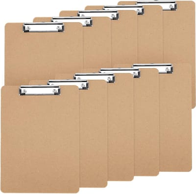 Set van 10 A4 Clipboard met Hardboard en Hanggat, Ideaal voor Kantoor, Restaurant en Organisatie, Bruin