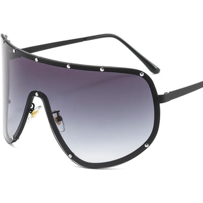Oversized Randloos Schild Zonnebril Vrouw Man Nieuwste Éénstuk Lens Vizier Masker Winddicht Zwart Grote Zon Bril Zon Bril UV Bescherming 400