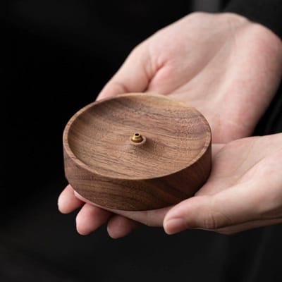 1 st Ronde wierookbasis Massief Hout Theeceremonie Zen Walnoothout Wierookhouder Huishoudelijke Theekamer Wierookdecoratie brown