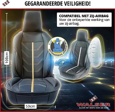 Universeel Stoelkussen voor Auto's - Sportieve Look met Zwart en Gouden Accenten