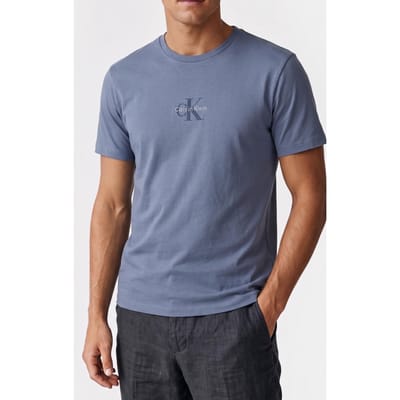 Calvin Klein Ss 30s Micro Monogram Tee Dusty Sailor Blue Taglia: S | Magliette basic Outlet | Uomo | Blu