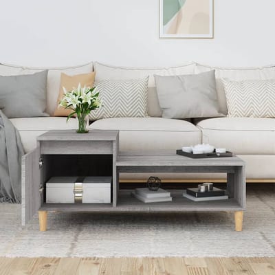vidaXL - Salontafel - 100x50x45 - cm - bewerkt - hout - grijs - sonoma