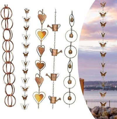 Regenketting Outdoor - Waterafvoer Ketting - Tuin Decoratie - Stijlvolle Koperlook - 1 Meter Lengte - Koperkleurig