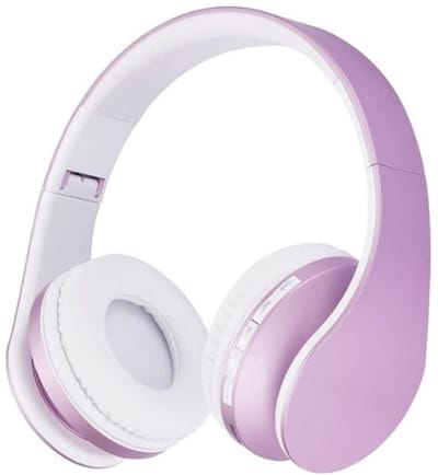StayPowered Bluetooth Koptelefoon - HiFi Geluid voor Een Ongekende Muziekbeleving - Draadloos of Bekabeld - Ingebouwde Microfoon - Micro-SD en FM-Radio - Comfortabele Memory Foam Oorkussens - Wit/Paars - Levering Sneller dan Aangegeven!