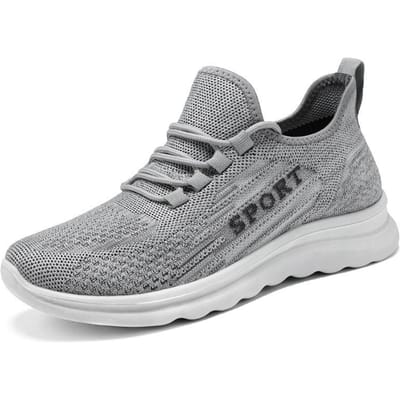 Schoenen Heren Lente Nieuwe Herenschoenen Polyurethaan Fly Woven Enkele Schoenen Casual Ademende Sportschoenen Heren 44 gray