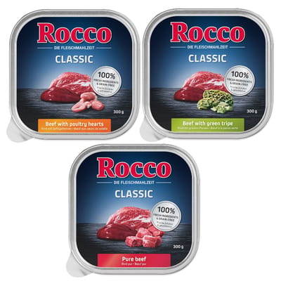 9x300g I: Rund puur, magen en kippenharten Rocco Hondenvoer