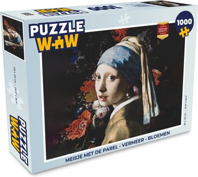 Puzzel Meisje met de parel - Vermeer - Bloemen - Legpuzzel - Puzzel 1000 stukjes volwassenen