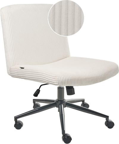 GEDDES - Bureaustoel - Wit - Corduroy