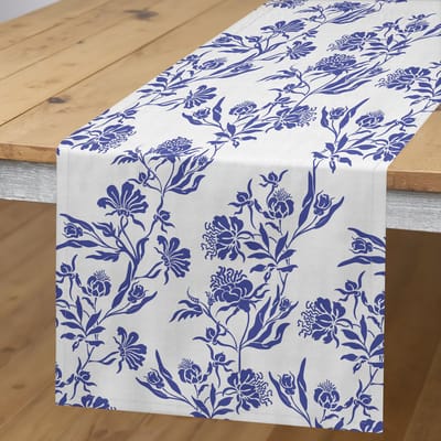 ABAKUHAUS jaargang – tafelloper 40x180 cm – paars blauw wit