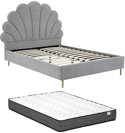 Vente-unique Bedframe stof lichtgrijs 160 x 200 cm