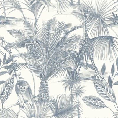 DUTCH-WALLCOVERINGS-Behang-Kidatu-blauw-en-wit