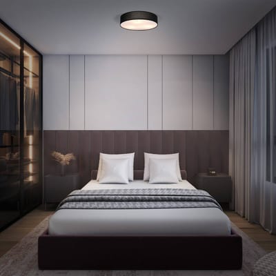OSRAM ORBIS PARIS plafondlamp 400mm, zwart, 2xE27 fitting, kan worden uitgerust met slimme lamp, hoge kwaliteit, modern design, met stoffen kap, geschikt voor binnengebruik, rond, IP20