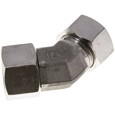 22L RVS 45gr L-stuk Snijringkoppeling Draaidoorvoer 160bar FKM O-ring en Afdichtconus Verstelbaar ISO 8434-1