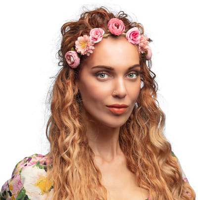 Boland - Hoofdband Eivissa Roze - - Volwassenen - Vrouwen - Hawaii - 60's - 70's - Hippie - Flower Power - Elfje