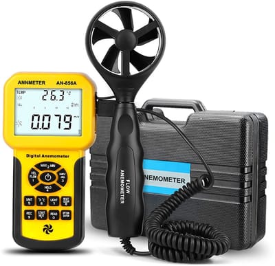 Digitale Anemometer Windsnelheidsmeter met LCD-Display en Temperatuurmeting
