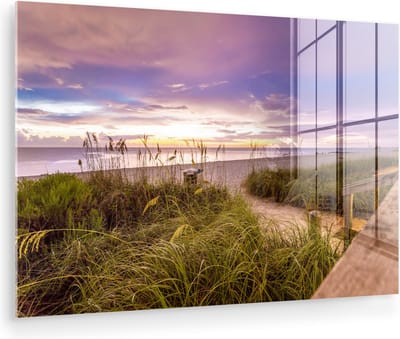 MuchoWow® Glasschilderij 120x80 cm - Schilderij acrylglas - Strand - Kleuren - Amerika - Foto op glas - Muurdecoratie woonkamer - Wanddecoratie slaapkamer - Schilderijen