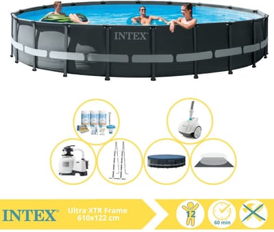Intex Ultra XTR Frame Zwembad - Opzetzwembad - 732x132 cm - Inclusief Onderhoudspakket en Zwembad Stofzuiger