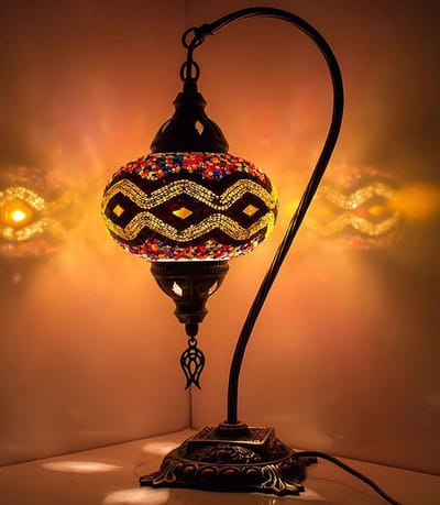 Turkse lamp - tafellamp boogmodel multicolour - 1 stuk - handgemaakt en uniek ontwerp